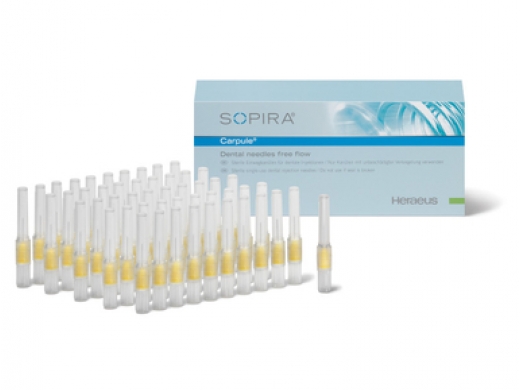 sopira carpule free flow geel 30g/0.3x16mm intral. 100 (productfoto)