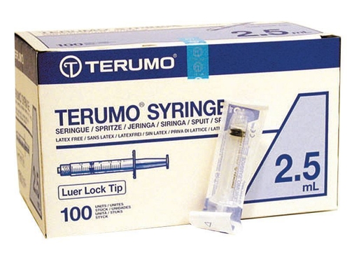 terumo luer lock spuitjes 2,5ml 100 (productfoto)