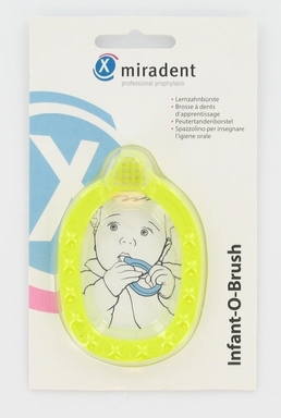 infant-o-brush babytandenborstel/bijtring geel (productfoto)