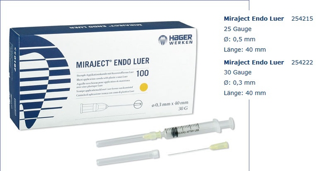 miraject endo luer stompe naald 40mm 30g 100 (productfoto)