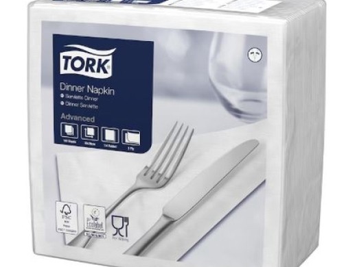 tork servetten 2-laags 4-vouw 39x39cm 12x150 stuks (productfoto)