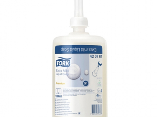 tork extra milde vloeibare zeep ongeparfumeerd s1 1000 (productfoto)