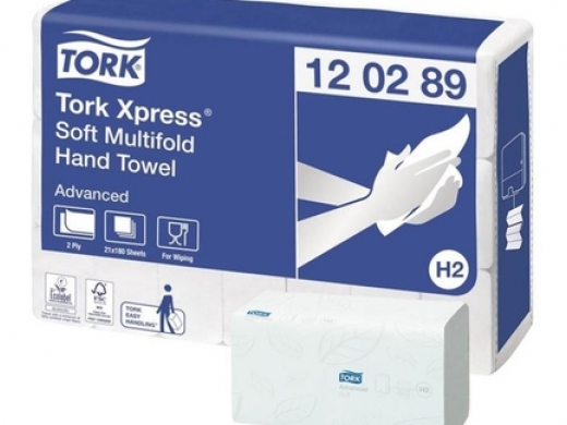 tork xpress m-fold 2-laags 21x34cm soft wit h2 21x180 (productfoto)