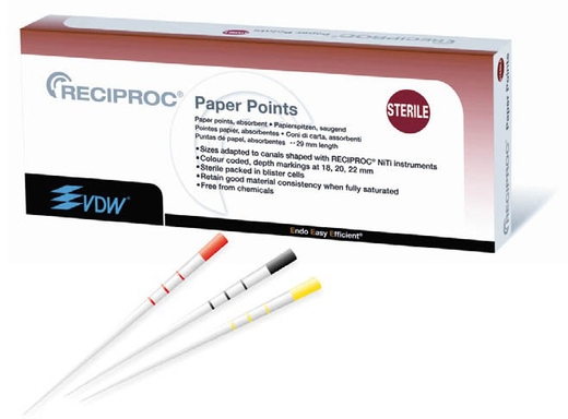 vdw reciproc paper points 29mm/r25 steriel 144 (productfoto)