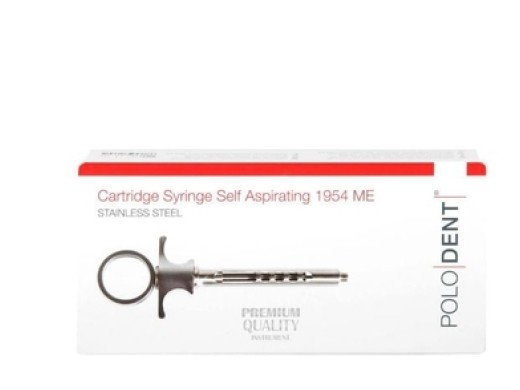 polodent injectiespuit + autospiratie rvs 1954me per stuk (productfoto)