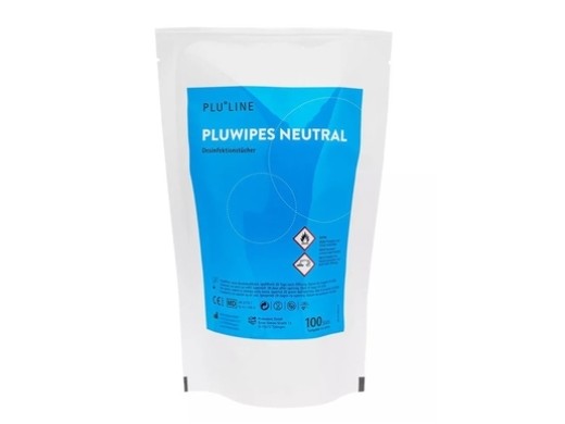 pluwipes neutraal desinfectiedoekjes 14x20cm 100 stuks (productfoto)