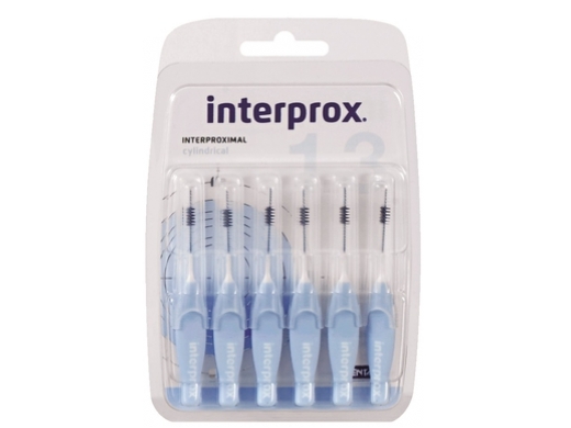 interprox 1.3 lichtblauw cylindrical 3.5mm blister 6 (productfoto)