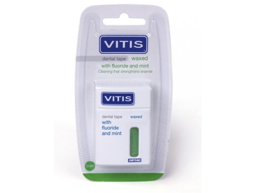 vitis tape waxed, fluoride en mint, groen 50 (productfoto)