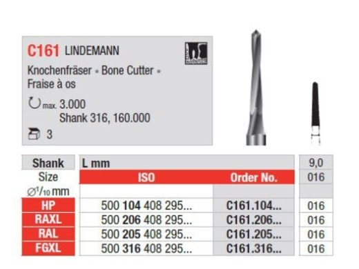 edenta botfrais lindemann ral c161.205.016 9mm 3 stuks (productfoto)